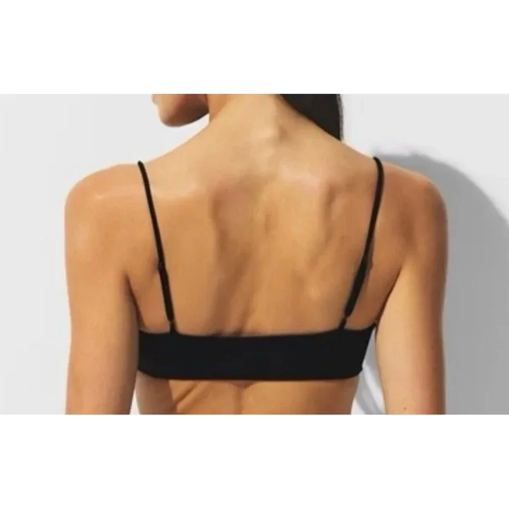 Skims Classic Swim Square Neck Scoop Bikini Top Obsidian Medium